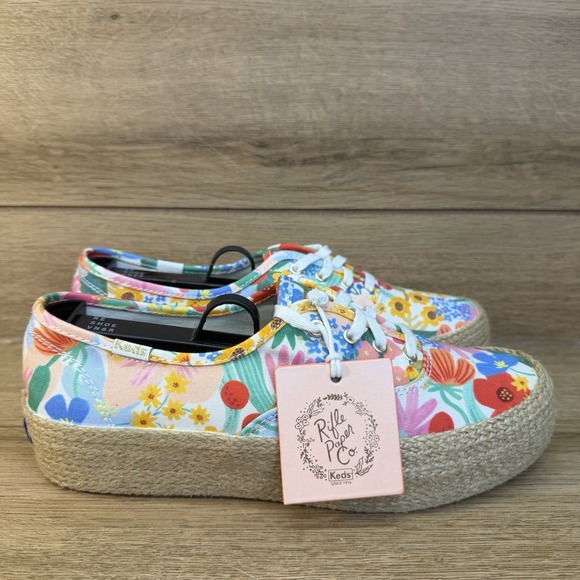 Keds Shoes - Keds x Rifle Paper Co Triple Kick Jute Sneakers Floral Womens Sz 7.5 NEW